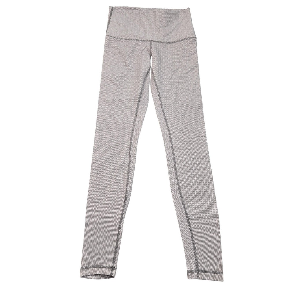 Lululemon Leggings Womens 6 Gray Herringbone Knit Ankle Yoga Pants Stretch